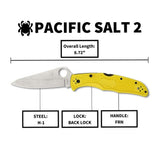 Spyderco Pacific Salt 2 Yellow Folding Knife with H1 PlainEdge Blade (Open Box)