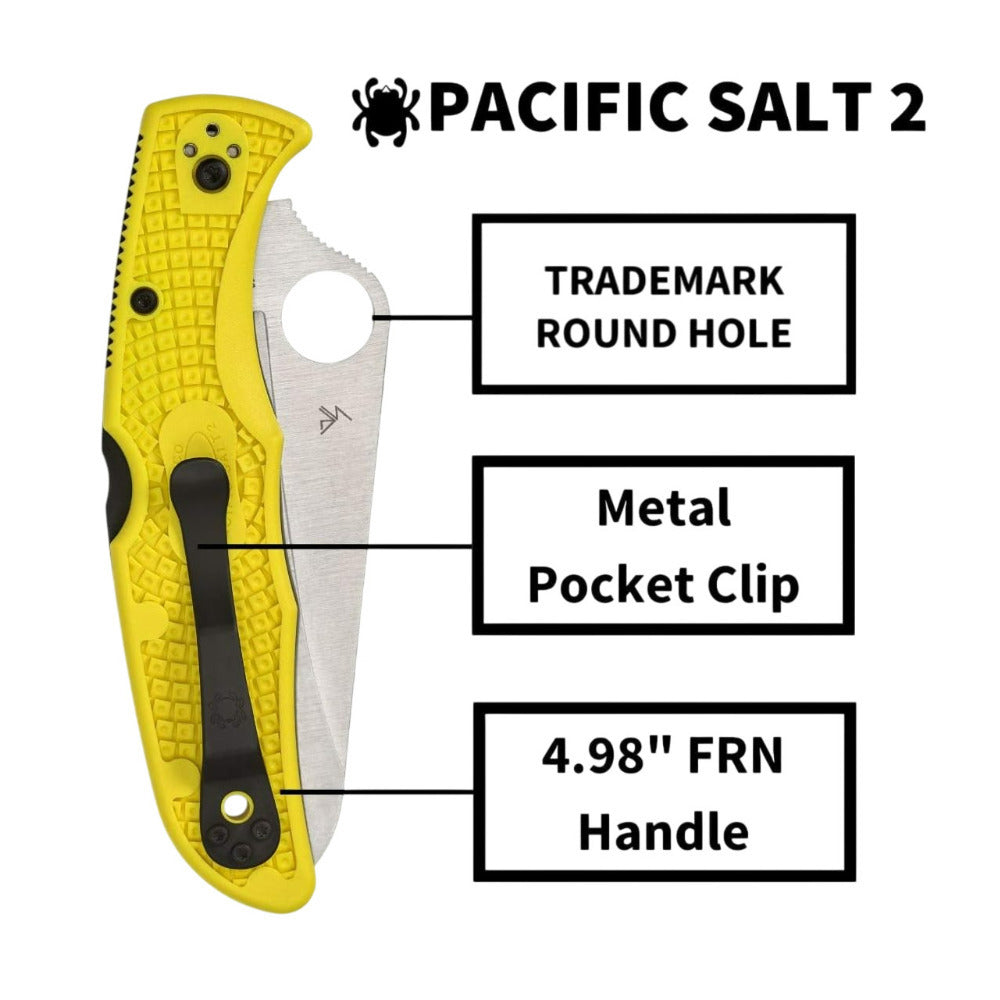 Spyderco Pacific Salt 2 Yellow Folding Knife with H1 PlainEdge Blade