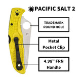 Spyderco Pacific Salt 2 Yellow Folding Knife with H1 PlainEdge Blade