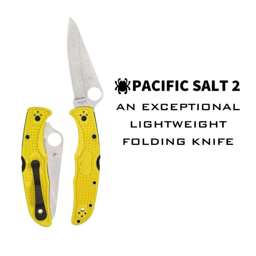 Spyderco Pacific Salt 2 Yellow Folding Knife with H1 PlainEdge Blade (Open Box)