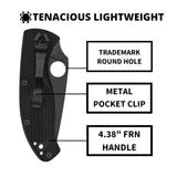 Spyderco Tenacious Lightweight Black Folding Knife with PlainEdge 8Cr13MoV Blade