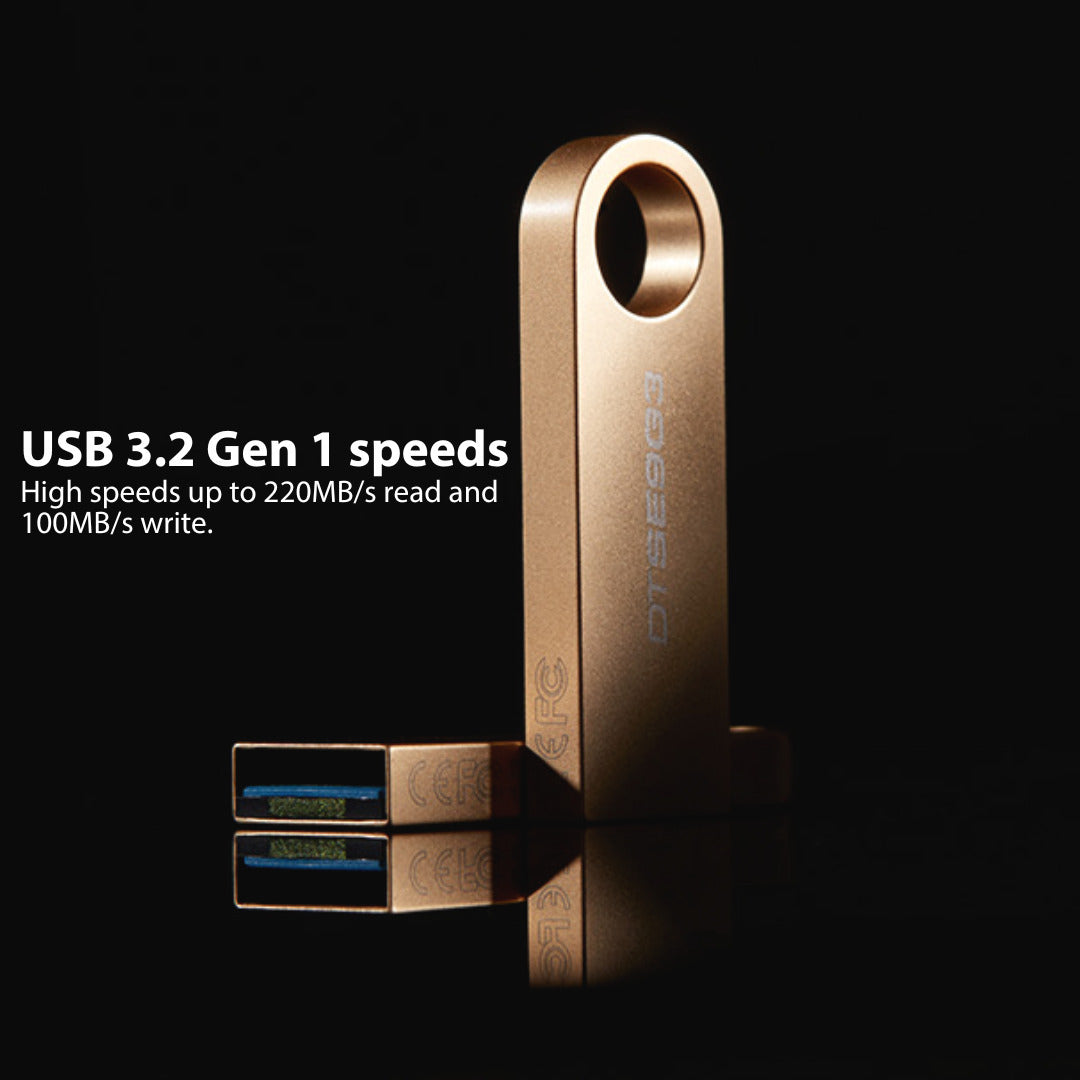 Kingston DataTraveler SE9 G3 USB 3.2 Gen 1 Flash Drive with Gold Casing (128GB) (10-Pack) Bundle