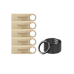 Kingston DataTraveler SE9 G3 USB 3.2 Gen 1 Flash Drive with Gold Casing (128GB) (5-Pack) Bundle