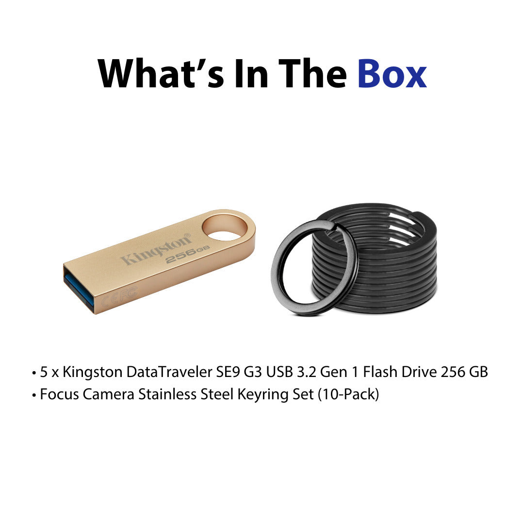 Kingston DataTraveler SE9 G3 USB 3.2 Gen 1 Flash Drive with Gold Casing (128GB) (5-Pack) Bundle