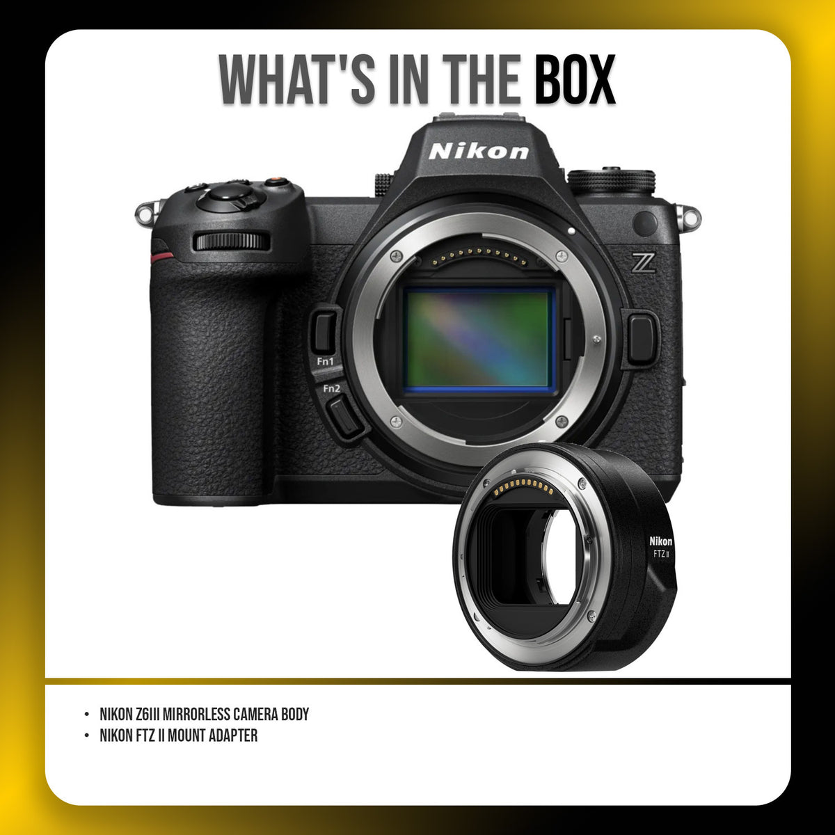 Nikon Z6III Mirrorless Camera Body and Nikon FTZ II Mount Adapter Bundle