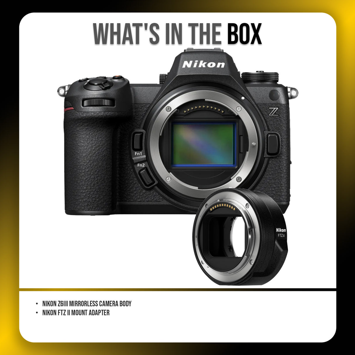 Nikon Z6III Mirrorless Camera Body and Nikon FTZ II Mount Adapter Bundle