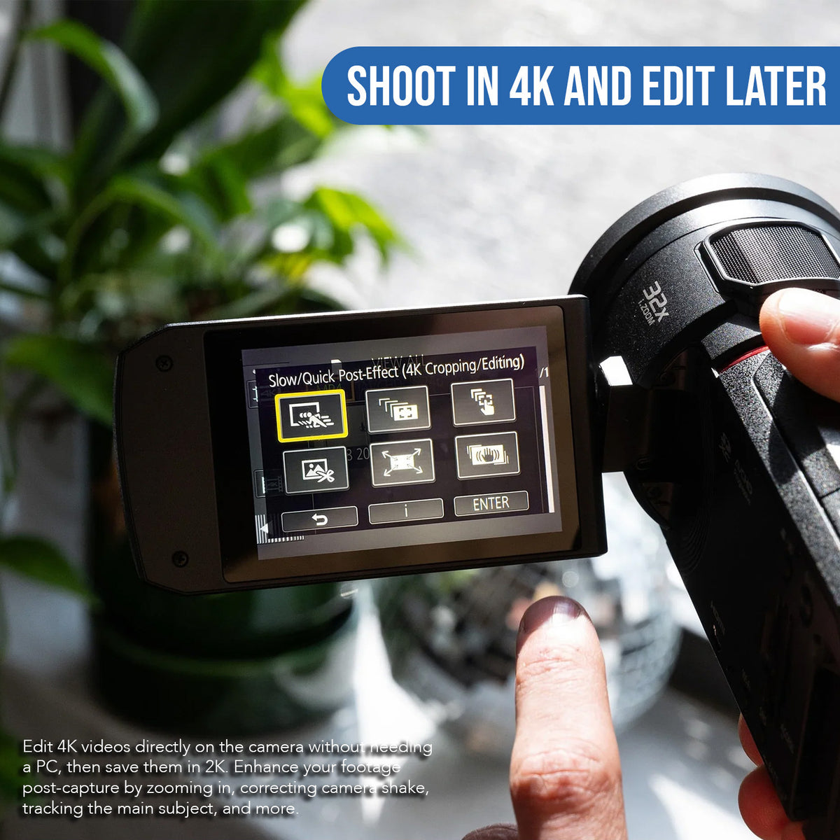 Panasonic VX3 Camcorder with 4K Image Quality, F1.8 Lens, 24x Zoom, and Ergonomic Design (Black)