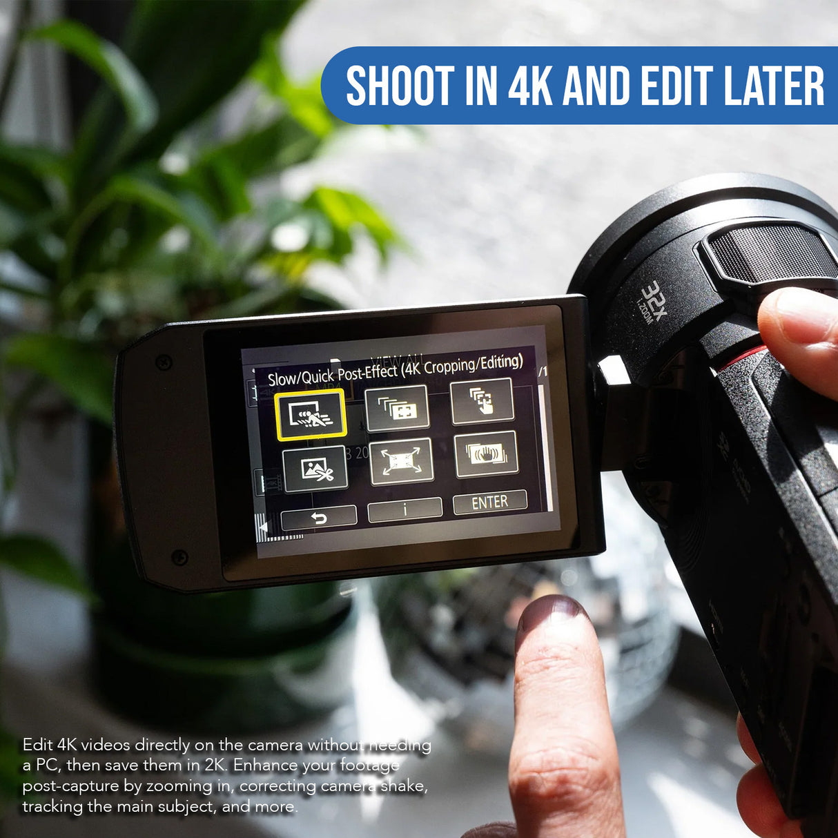 Panasonic VX3 Camcorder with 4K Image Quality, F1.8 Lens, 24x Zoom, and Ergonomic Design (Black)