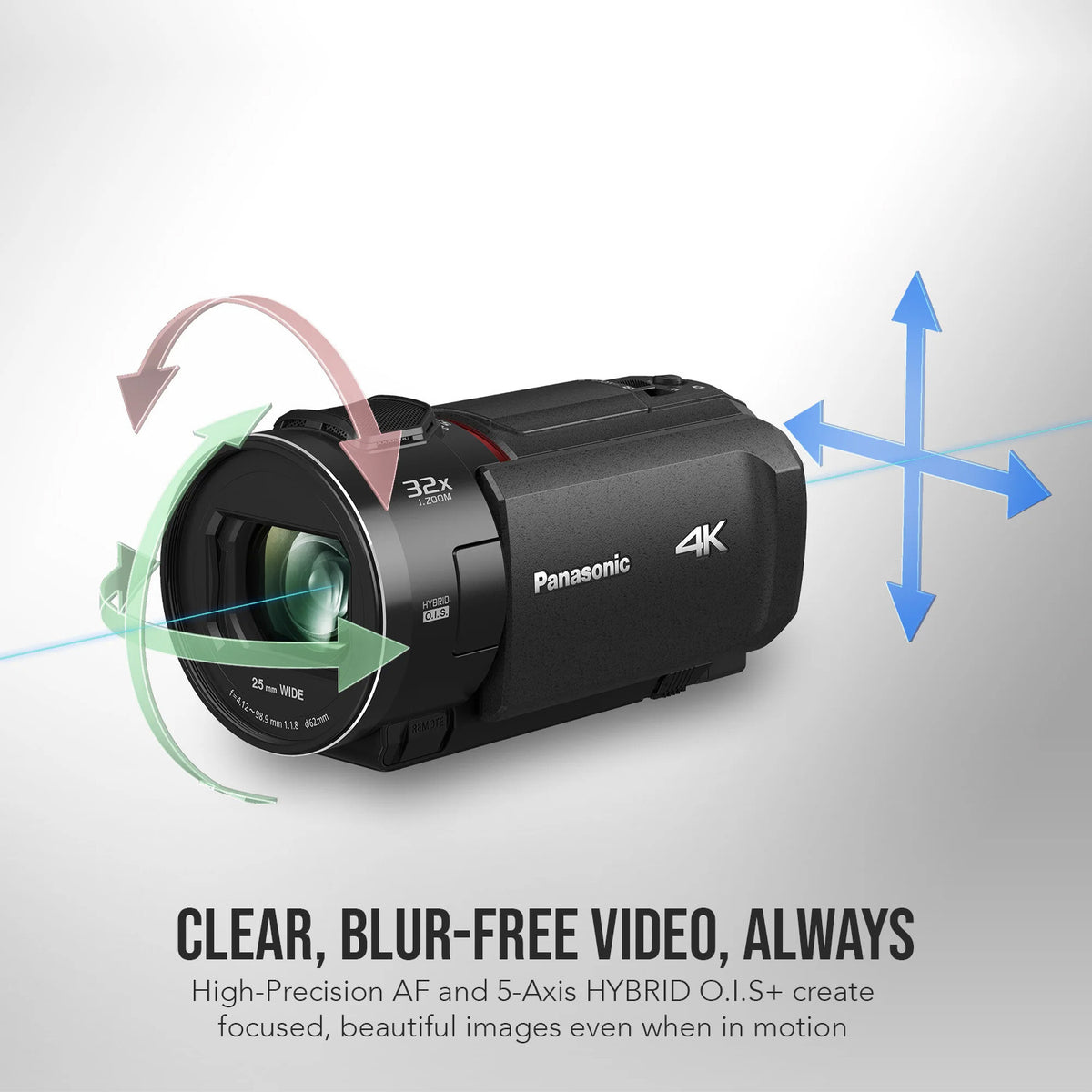 Panasonic VX3 Camcorder with 4K Image Quality, F1.8 Lens, 24x Zoom, and Ergonomic Design (Black)