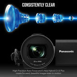 Panasonic VX3 Camcorder with 4K Image Quality, F1.8 Lens, 24x Zoom, and Ergonomic Design (Black)