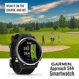 Garmin Approach S44 GPS AMOLED Golf Smartwatch (Silver Aluminum Bezel, Black Silicone Band) Bundle