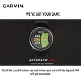 Garmin Approach S44 GPS AMOLED Golf Smartwatch (Silver Aluminum Bezel, Black Silicone Band) Bundle