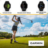 Garmin Approach S50 GPS AMOLED Golf Smartwatch (Slate Aluminum Bezel, Black Nylon Band) Bundle