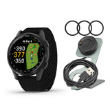 Garmin Approach S50 GPS AMOLED Golf Smartwatch (Slate Aluminum Bezel, Black Nylon Band) Bundle