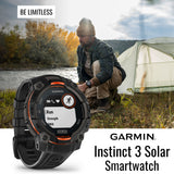 Garmin Instinct 3 45mm Solar GPS Smartwatch with SatIQ Technology (Black) and Charger Stand Bundle