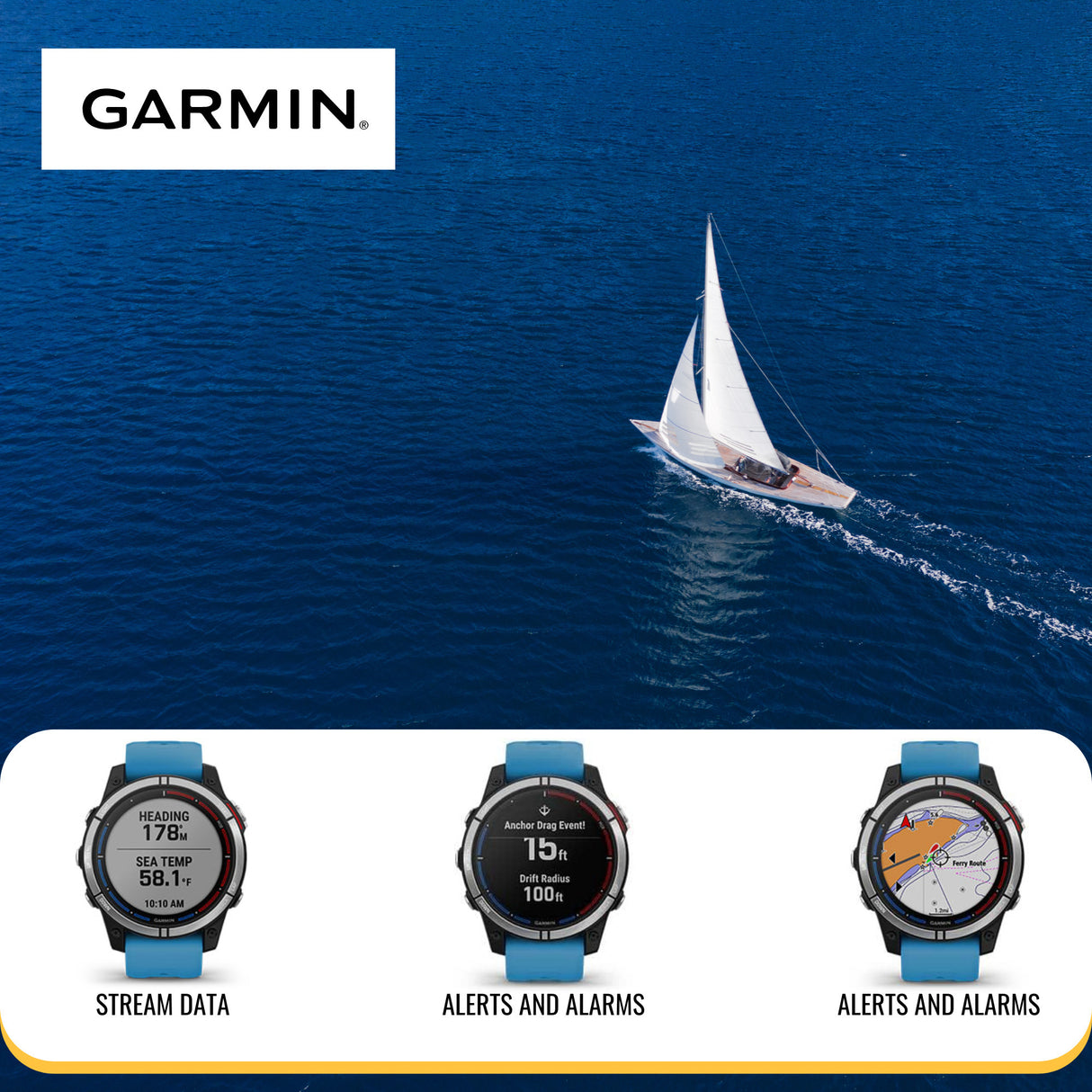 Garmin quatix 7 Standard Edition Marine GPS Smartwatch and Focus Camera Charger Stand Bundle