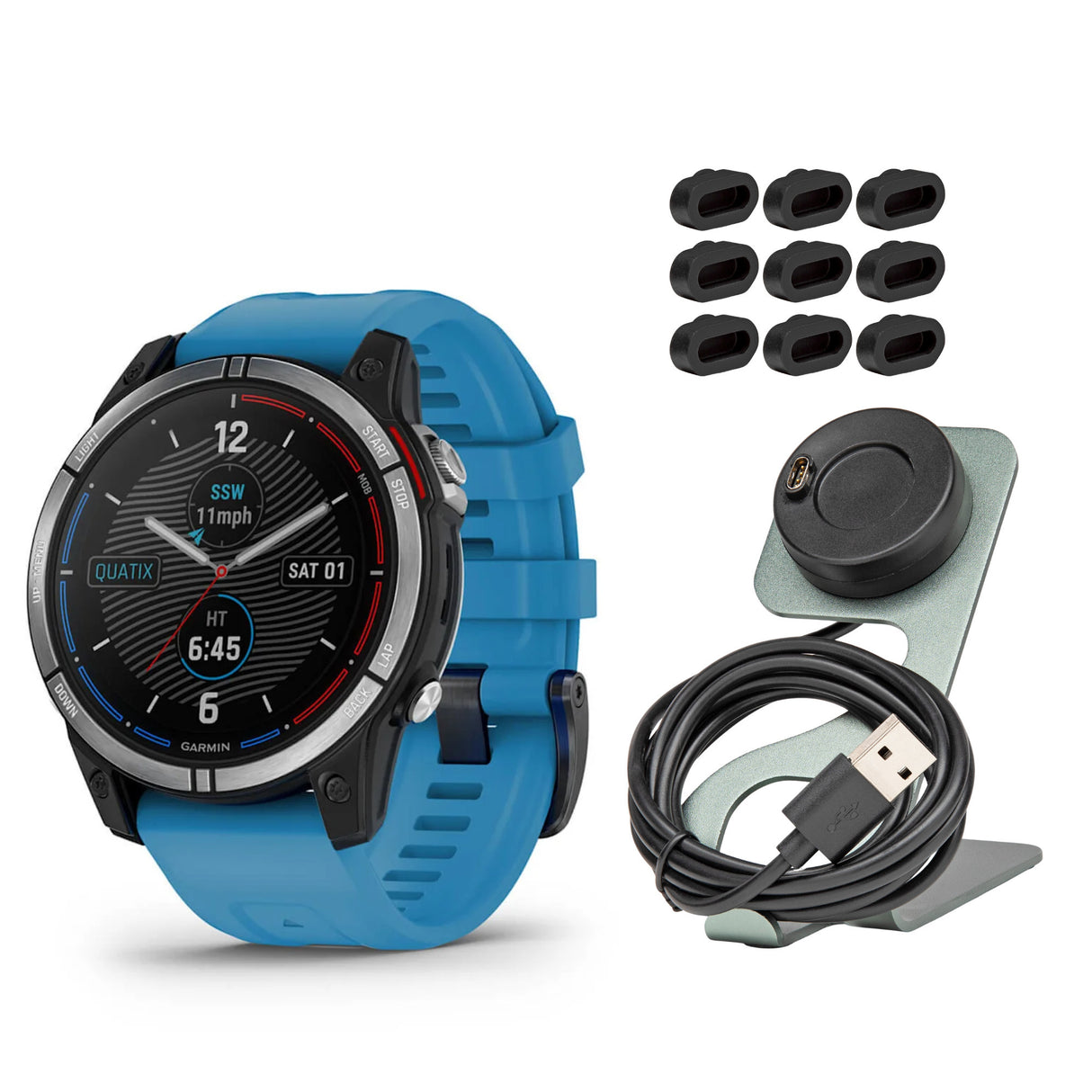 Garmin quatix 7 Standard Edition Marine GPS Smartwatch and Focus Camera Charger Stand Bundle