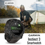 Garmin Instinct 3 50mm AMOLED GPS Smartwatch (Black and Charcoal Band) and Charger Stand Bundle