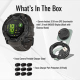 Garmin Instinct 3 50mm AMOLED GPS Smartwatch (Black and Charcoal Band) and Charger Stand Bundle