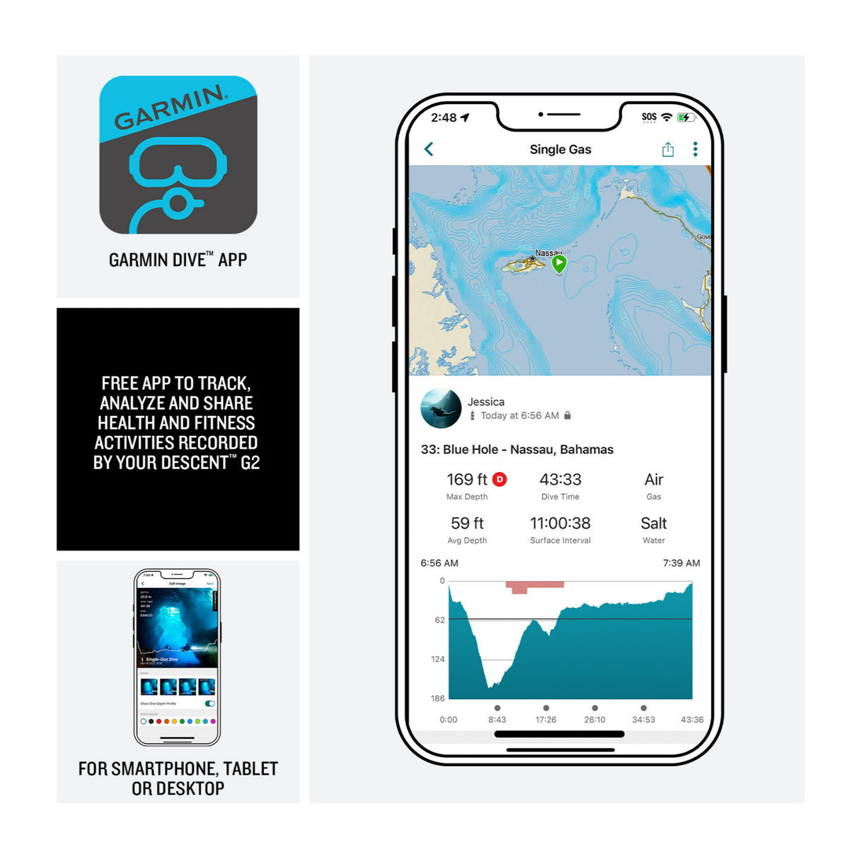 Garmin Descent G2 Dive 45mm GPS Smart Watch (Paloma with Shell Pink Band)