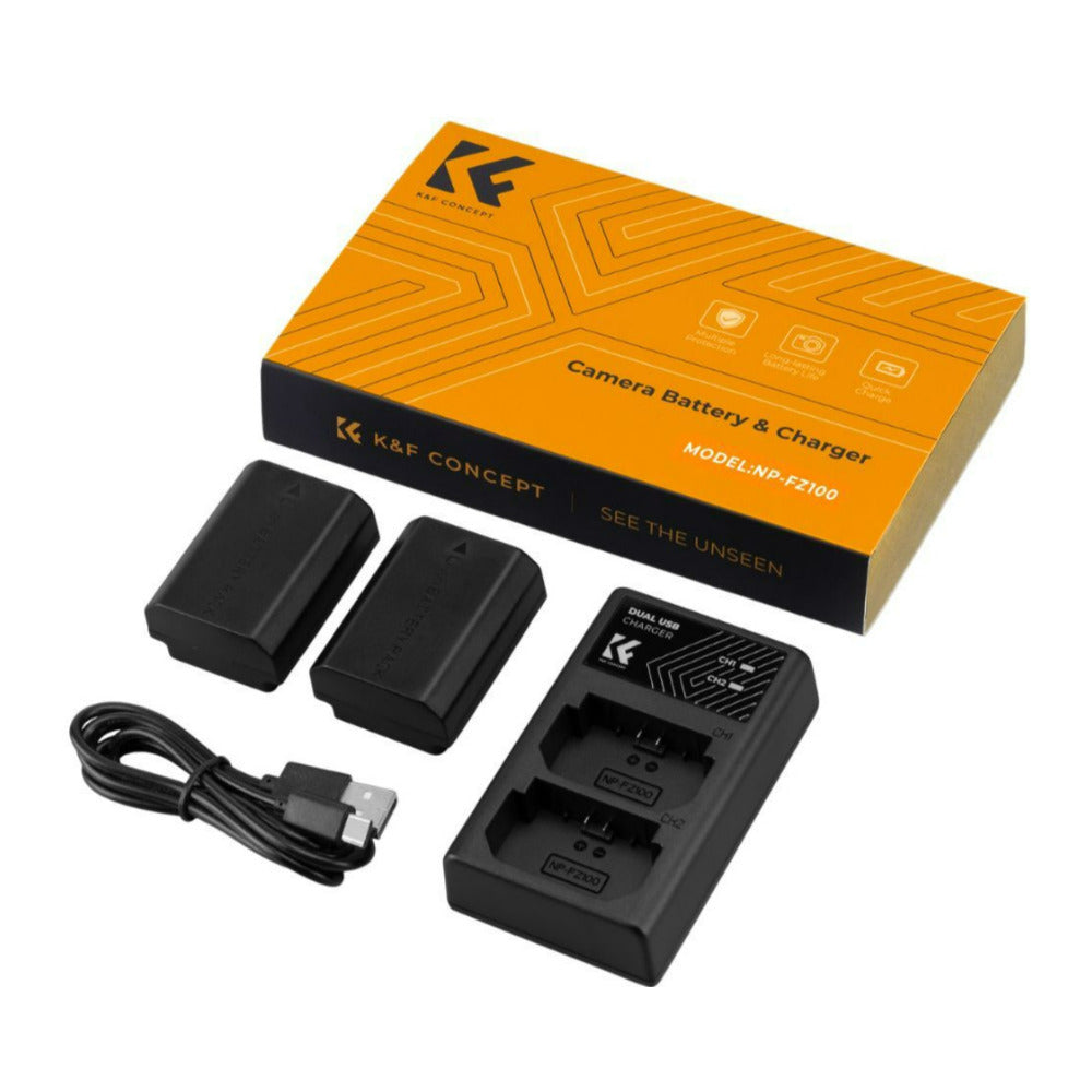 K&F Concept 7.4V 2280mAh 2-Pack Rechargeable Li-Ion Battery Charger Set for Sony Alpha Series