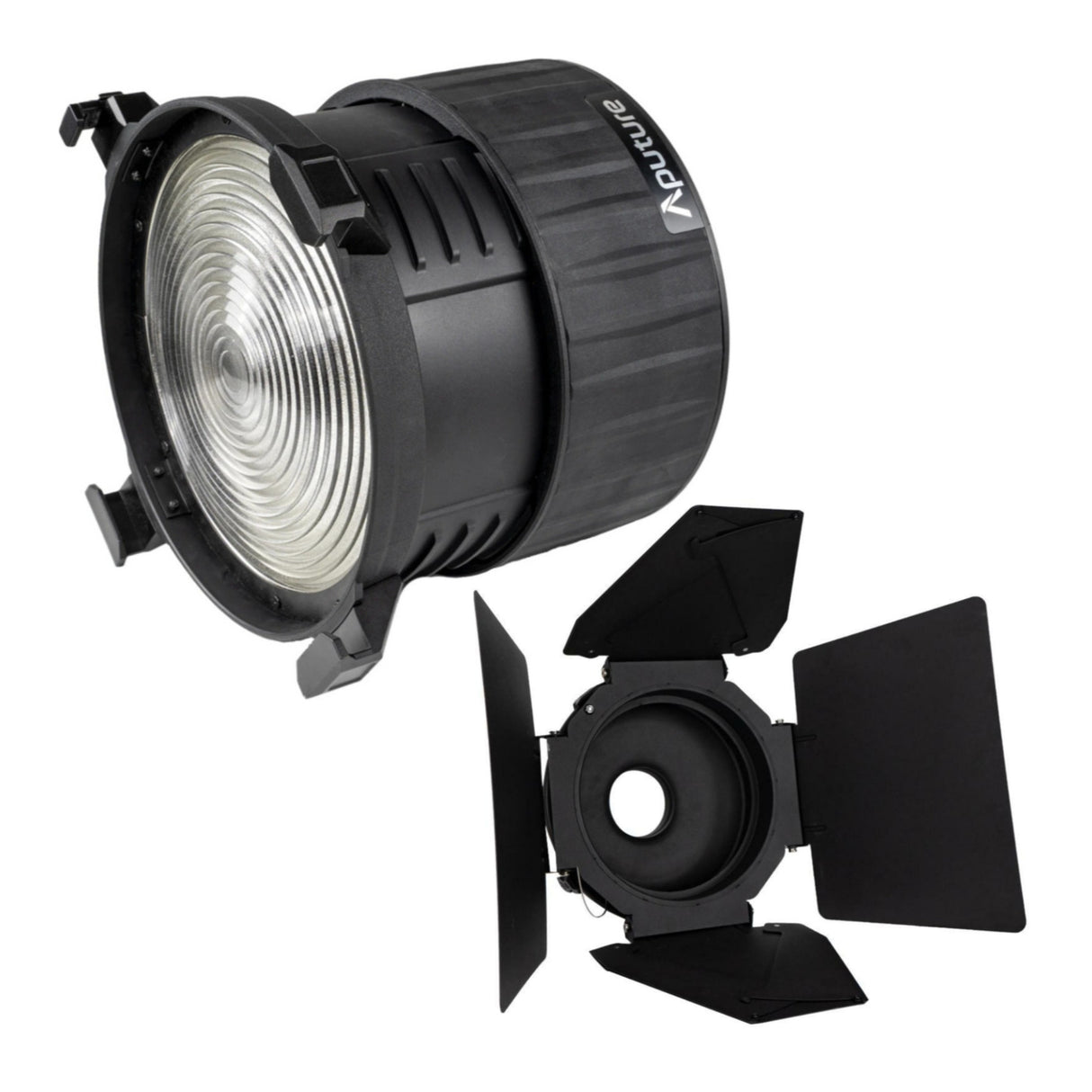 Aputure F10 Fresnel with Aputure F10 Barndoors for LS 600d Fresnel Attachment Bundle