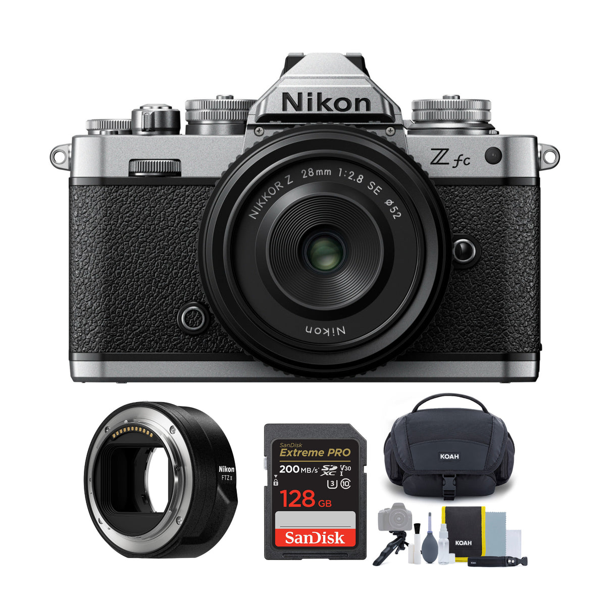 Nikon Z fc Mirrorless Camera with 28mm Lens and FTZII Mount Adapter Deluxe Bundle