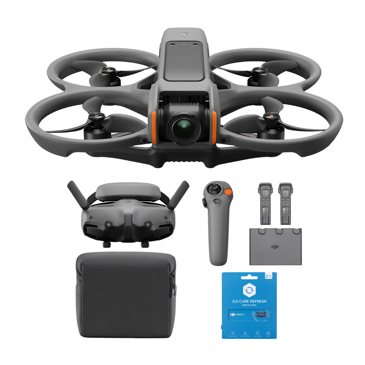 DJI Avata 2 FPV Fly More 3-Batteries Combo Drone with Care Refresh 2-Year Physical Plan Card Bundle