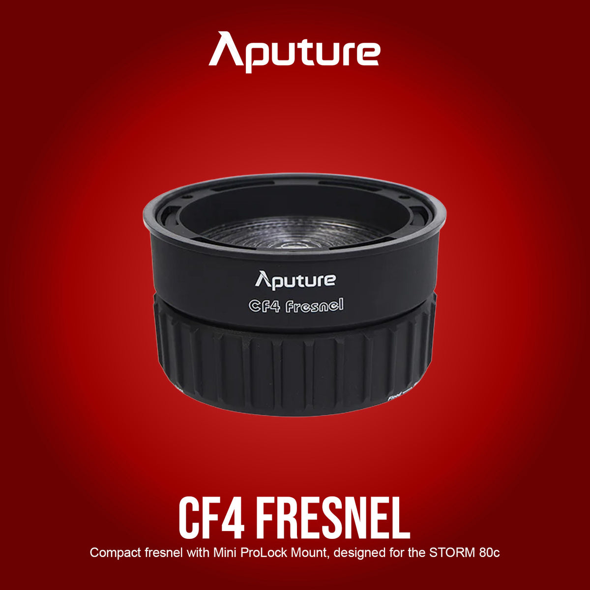 Aputure CF4 Fresnel for Storm 80c Fixture with 4-Inch Diameter Lens (Black) and CF4 Barn Door Bundle