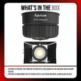 Aputure CF4 Fresnel for Storm 80c Fixture with 4-Inch Diameter Lens (Black) and CF4 Barn Door Bundle
