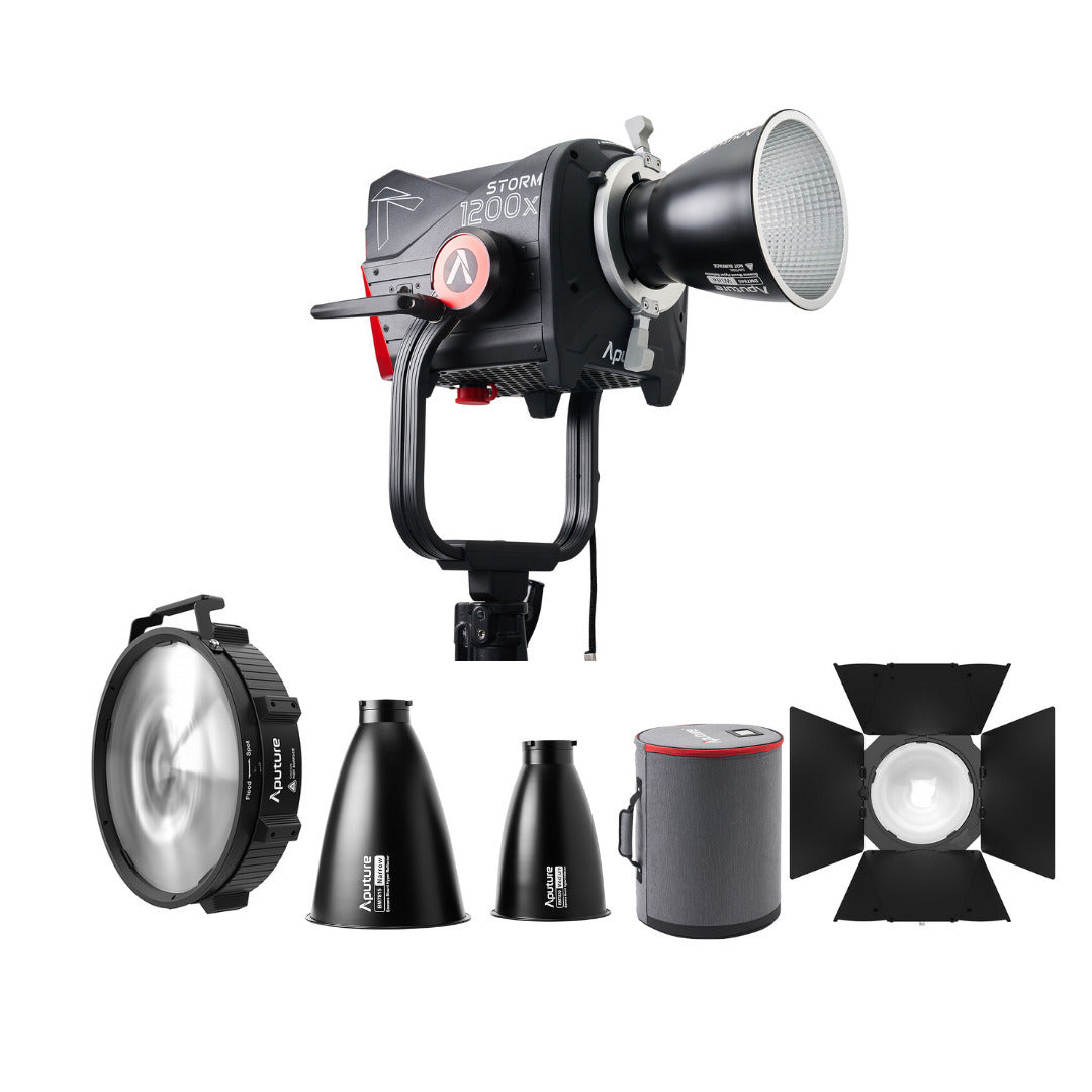 Aputure STORM 1200x Dual-Color Point Source Light Fixture (Black) with Bowens Mount Fresnel Bundle