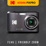 Kodak PIXPRO FZ45 Friendly Zoom Digital Camera (Black) and Folding Storage Travel Case Bundle