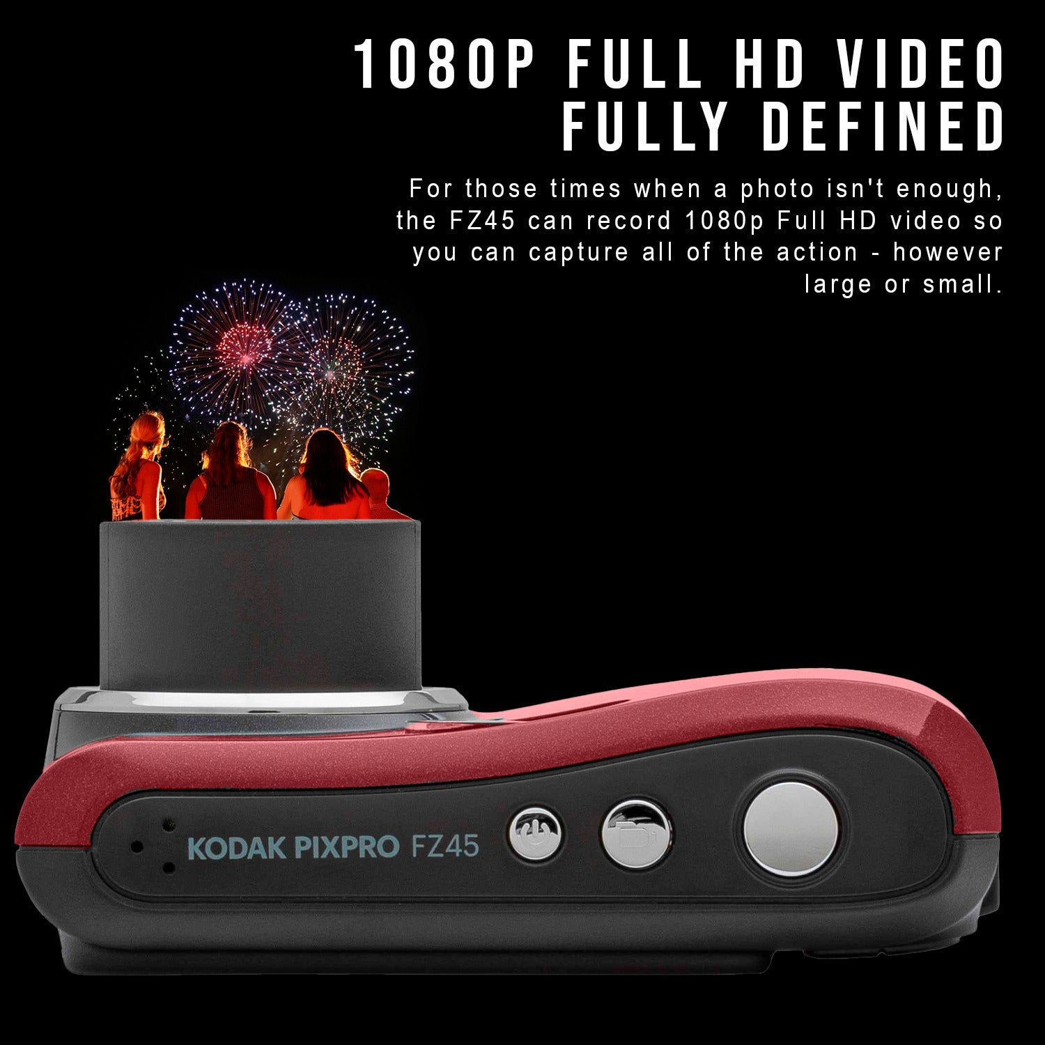 Kodak PIXPRO FZ45 Friendly Zoom Digital Camera (Red) and Folding