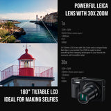 Panasonic LUMIX ZS99 30x Zoom Point Compact Digital Camera (Black) and Memory Card Bundle