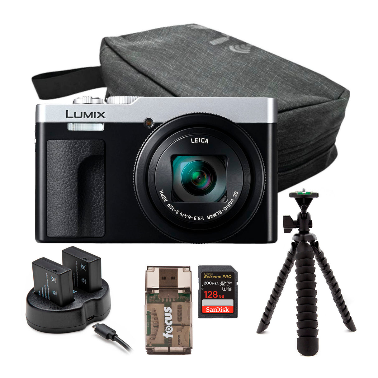 Panasonic LUMIX ZS99 30x Zoom Point Compact Digital Camera (Silver) and Memory Card Bundle