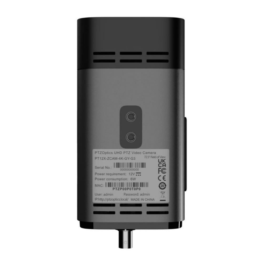 PTZOptics Studio 4K Camera with 12x Zoom, NDI HX2 Connectivity, and 16x Digital Zoom (Gray)