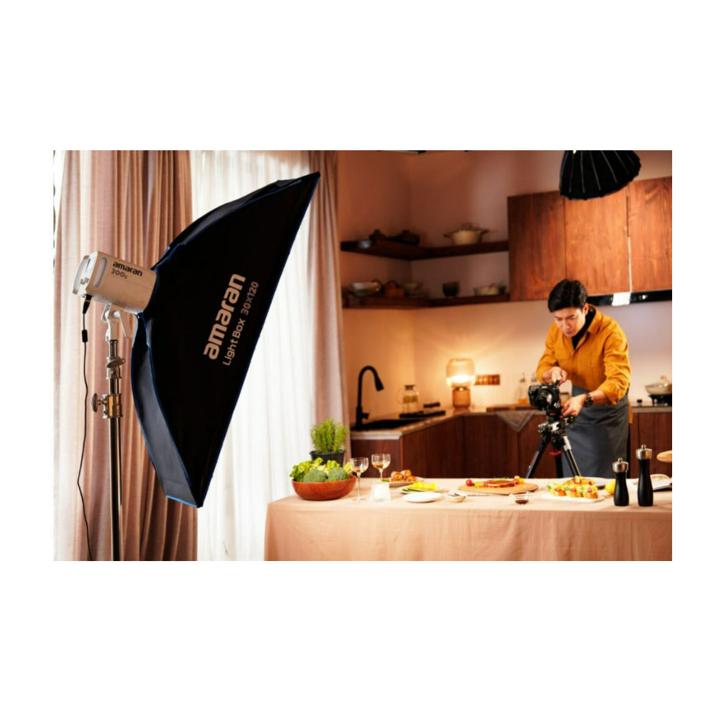 amaran Light Box 30x120 One-Snap Setup Narrow Rectangular Bowens Mount Softbox with Diffusion