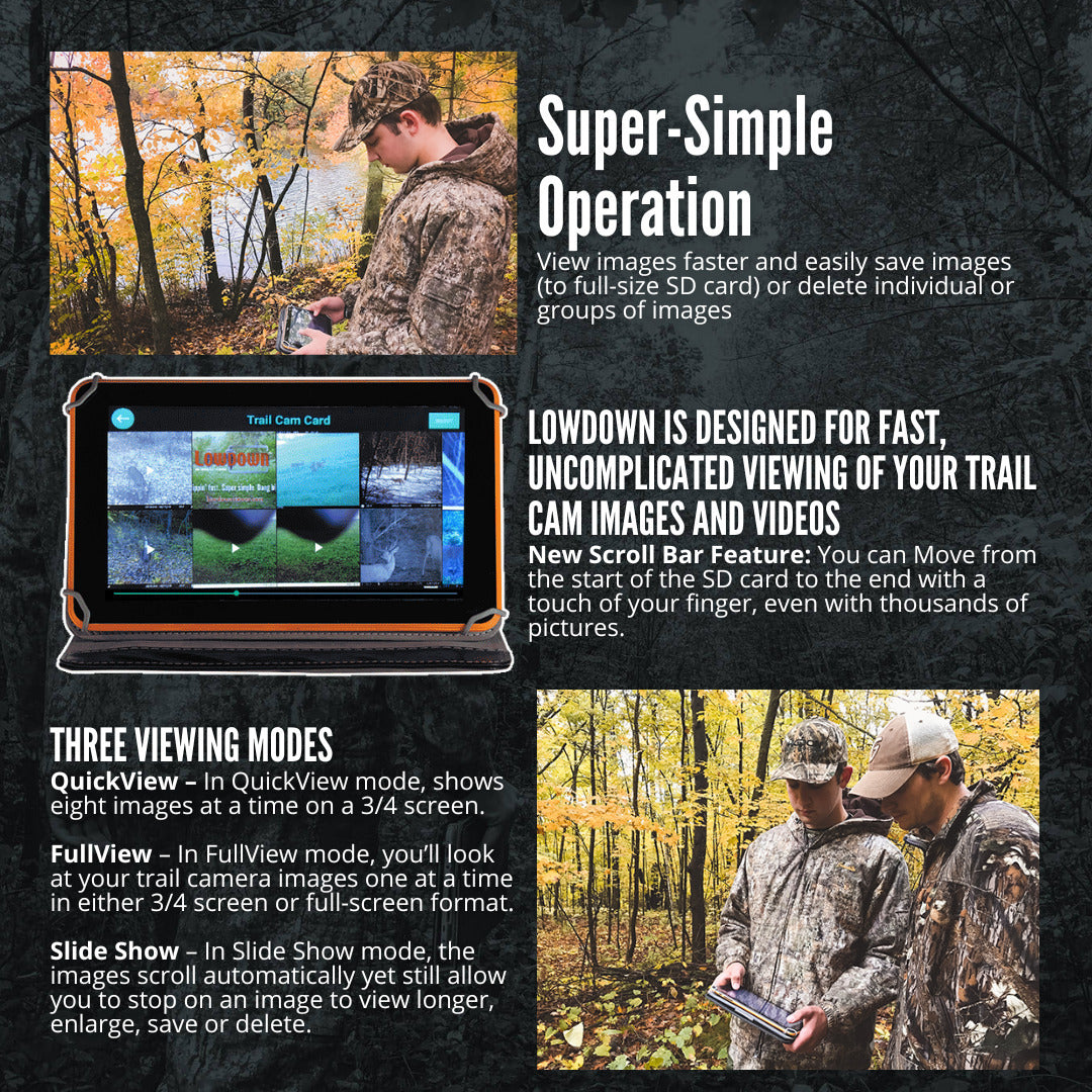 LOWDOWN 2 High-Speed Trail Camera Image and Video Viewer with Shoulder Bag and Memory Card Bundle