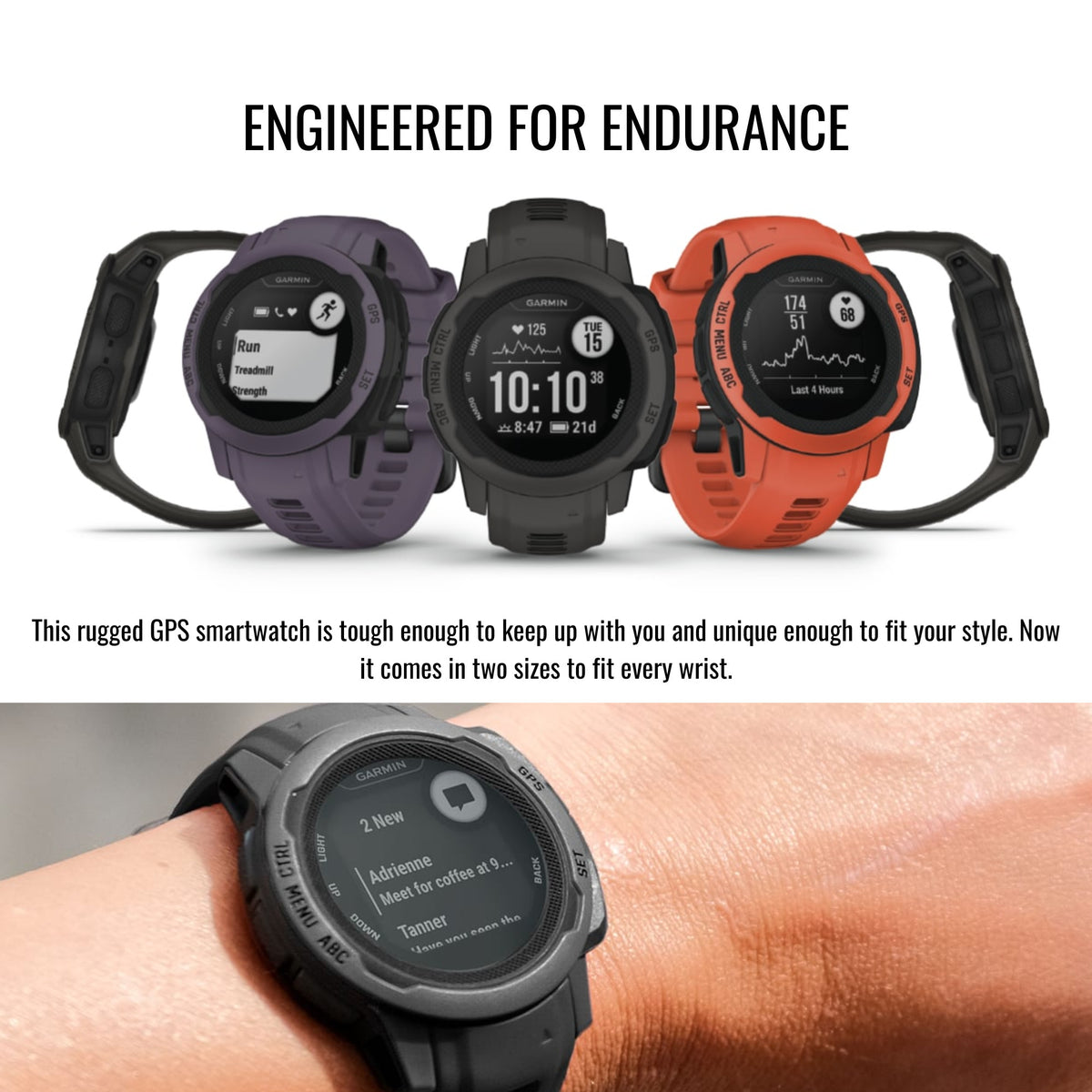 Garmin Instinct 2S GPS Smartwatch (Graphite) with Charger Stand and Port Protectors (9-Pack) Bundle