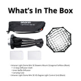 amaran Light Dome Mini SE Bowens Mount Octagonal Softbox and amaran Light Control Grid Bundle