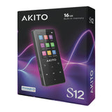 Akito S12 Compact Kosher MP3 Player with 16GB Memory, Bluetooth Connectivity and Voice Recorder