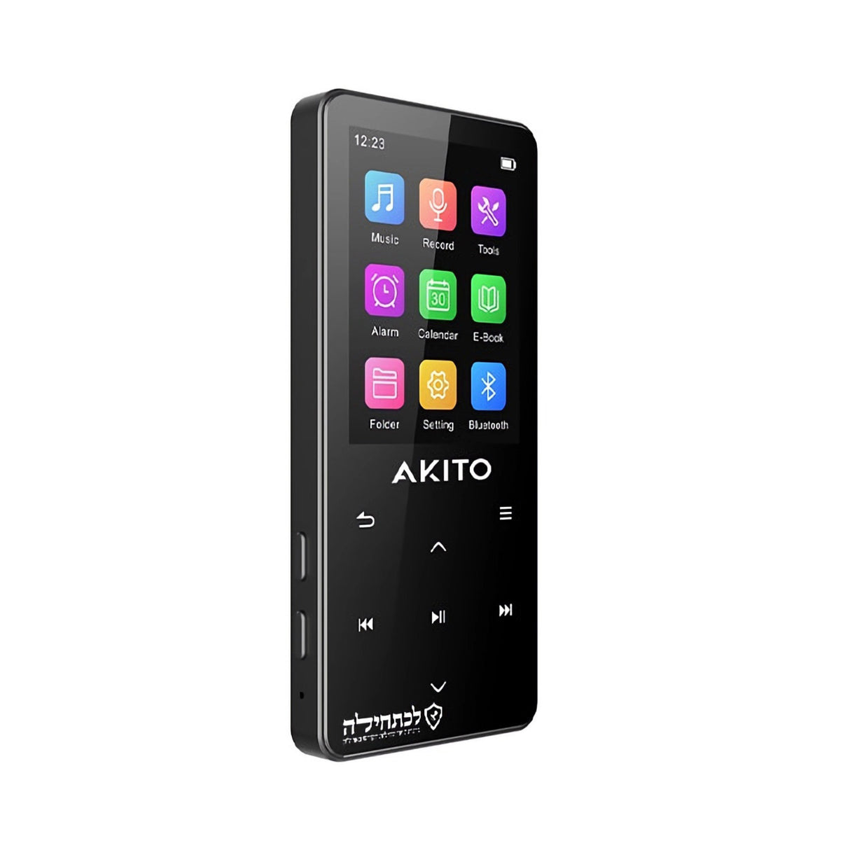 Akito S12 Compact Kosher MP3 Player with 16GB Memory, Bluetooth Connectivity and Voice Recorder