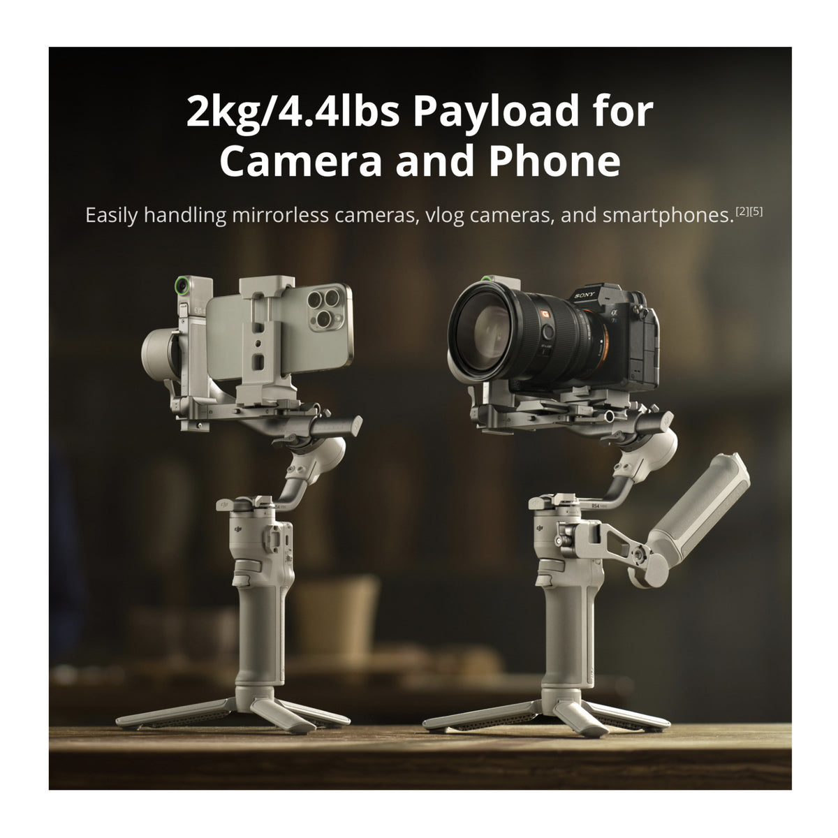 DJI RS 4 Mini Gimbal Stabilizer for Cameras with Auto Axis Lock and 4.4lbs Payload