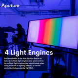 Aputure Nova P600C 2x1 RGBWW LED Panel with Nova P600c Barn Door and Nova P600c Softbox Bundle