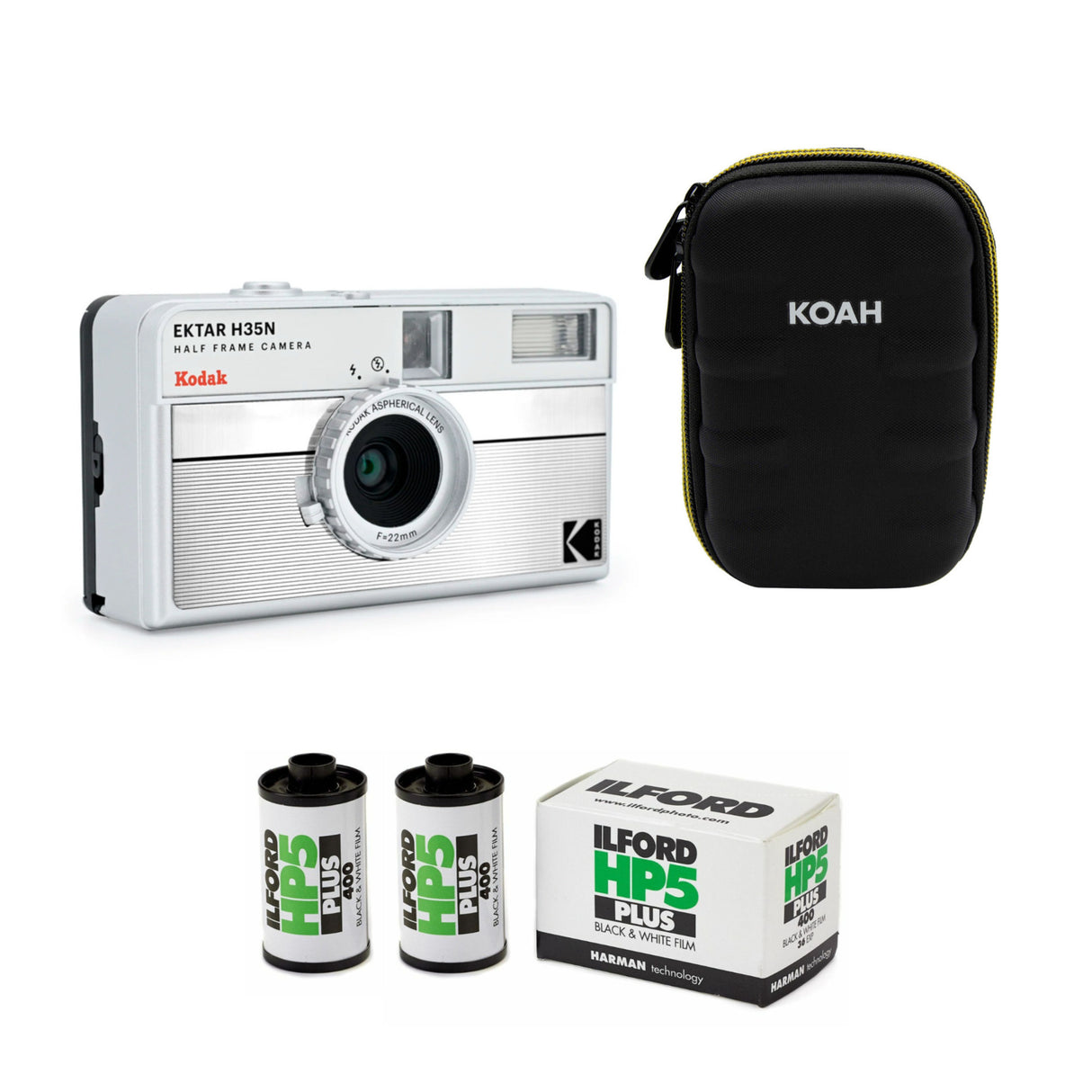 Kodak Ektar H35N 35mm Half Frame Film Camera with Star Filter (Striped Silver) Bundle