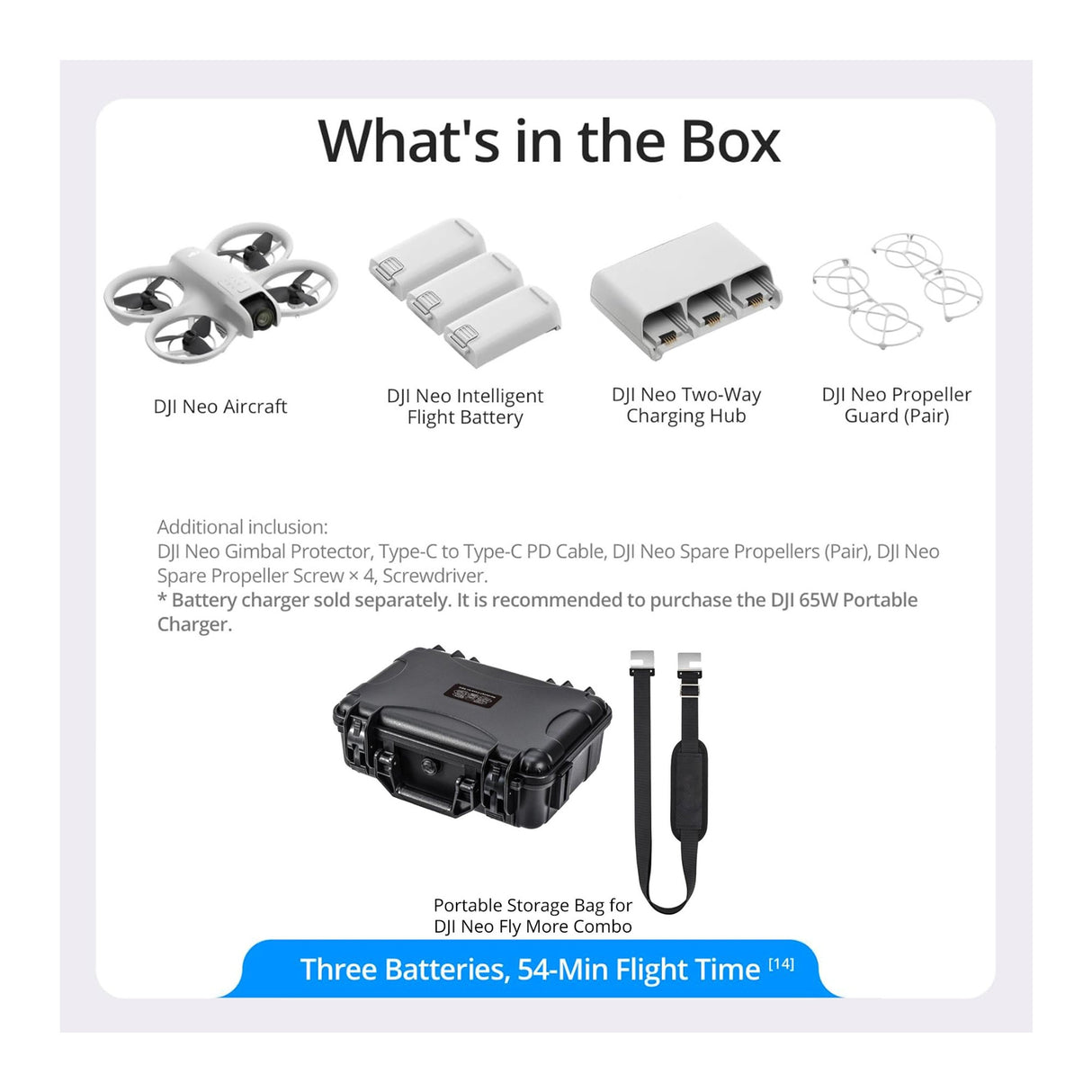 DJI Neo Palm-Sized Lightweight Drone Combo (No RC) with Waterproof Customized Hard Case