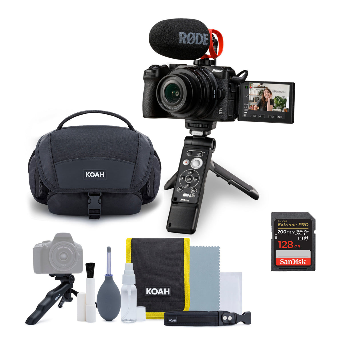 Nikon Z 30 Creator’s Kit with NIKKOR DX 16-50mm F3.5-6.3 VR and Camera System Gadget Bag Bundle