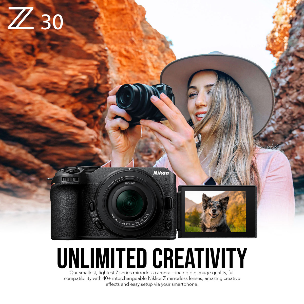 Nikon Z 30 Creator’s Kit with NIKKOR DX 16-50mm F3.5-6.3 VR and Camera System Gadget Bag Bundle