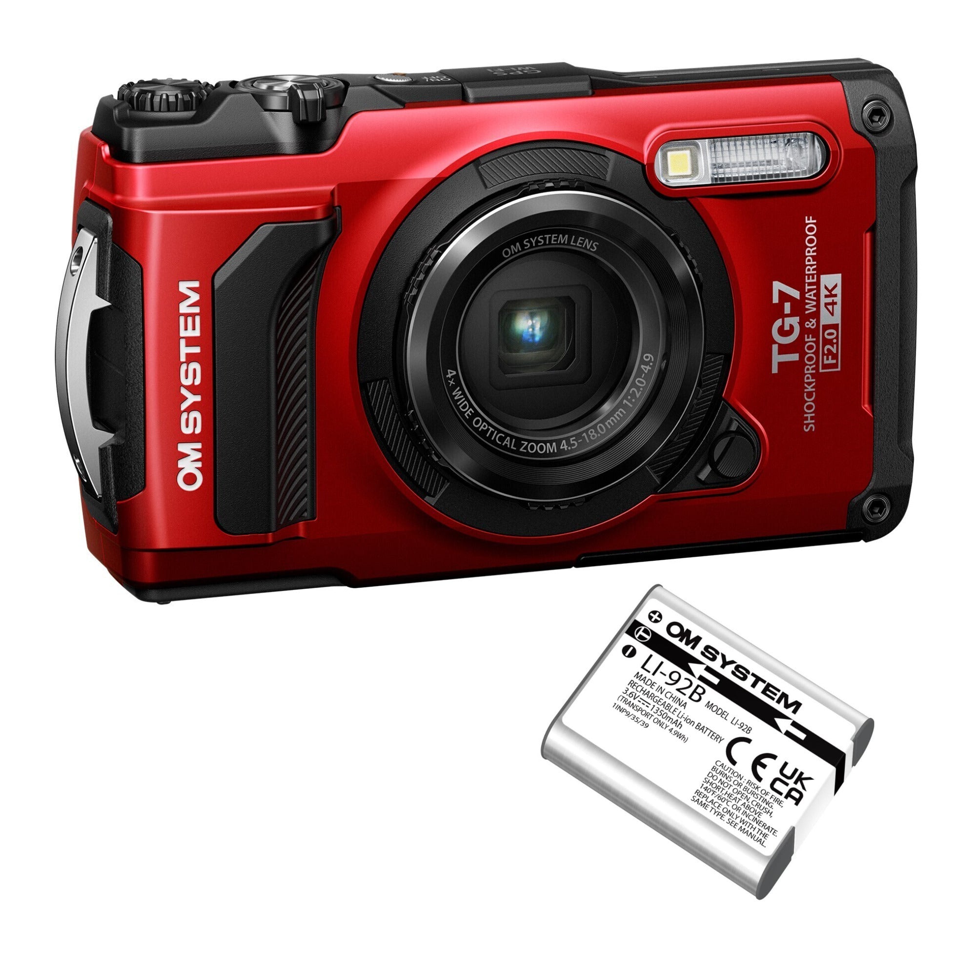 Olympus Tough TG-7 12MP Digital Camera with F2.0 Lens (Red) with
