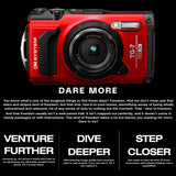 Olympus Tough TG-7 12MP Digital Camera with F2.0 Lens (Red) with Rechargeable Li-Ion Battery Bundle